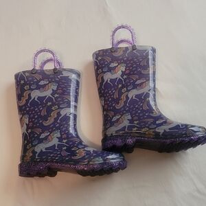 Kids Unicorn Rain Boots - Purple